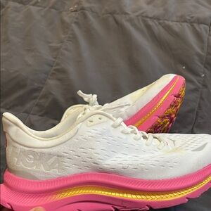 HOKA Women's White and Pink Running Shoes